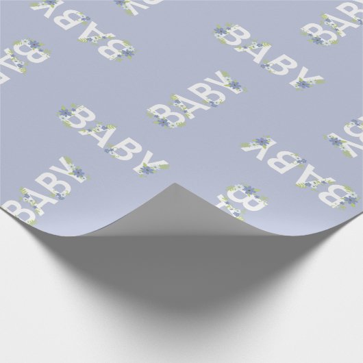 Baby in Bloom Shower Blue Flowers Boy Cadeaupapier (Hoek)