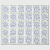 Baby in Bloom Shower Blue  Flowers Boy Cadeaupapier (Vlak)