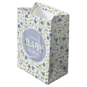 Baby in Bloom Shower Blue  Flowers Boy Medium Cadeauzakje