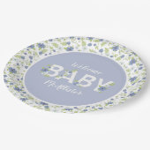 Baby in Bloom Shower Blue Flowers Boy Papieren Bordje (Gekanteld)