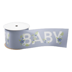 Baby in Bloom Shower Blue  Flowers Boy Satijnen Lint