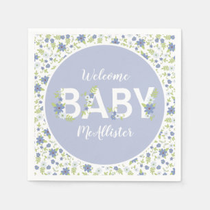 Baby in Bloom Shower Blue Flowers Boy Servet
