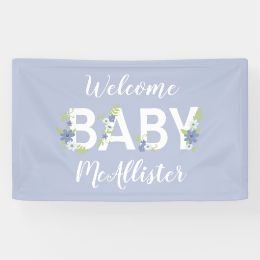 Baby in Bloom Shower Blue  Flowers Boy Spandoek (Horizontaal)
