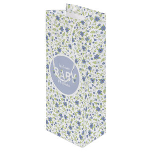Baby in Bloom Shower Blue  Flowers Boy Wijn Cadeautas