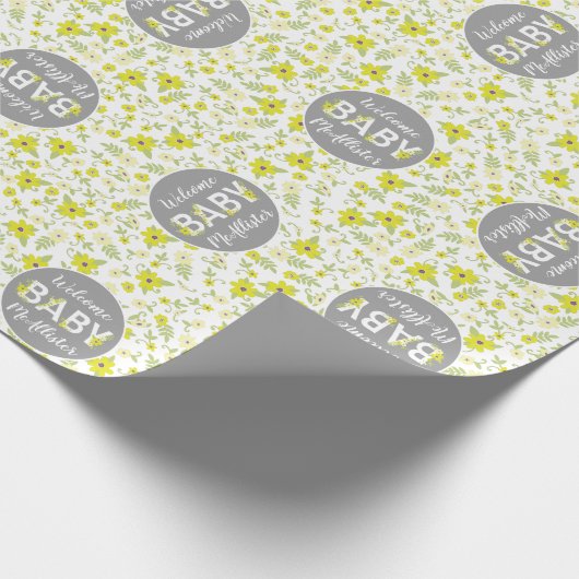 Baby in Bloom Shower  Flower Gender Neutral Cadeaupapier (Hoek)