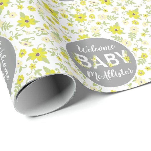 Baby in Bloom Shower  Flower Gender Neutral Cadeaupapier (Rol Hoek)