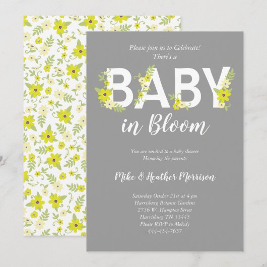 Baby in Bloom Shower Flower Gender Neutral Kaart (Voorkant / Achterkant)