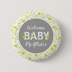 Baby in Bloom Shower Flower Gender Neutral Ronde Button 5,7 Cm