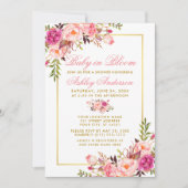 Baby in Bloom Shower Gold Pink Blush Floral Kaart (Voorkant)