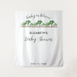 Baby in Bloom Shower Groene Botanische Elementen Wandkleed