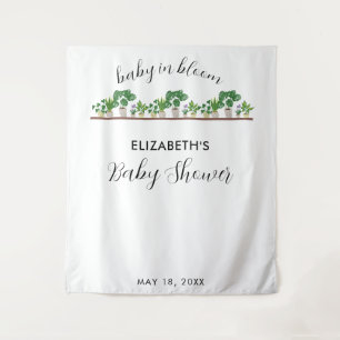 Baby in Bloom Shower Groene Botanische Elementen Wandkleed