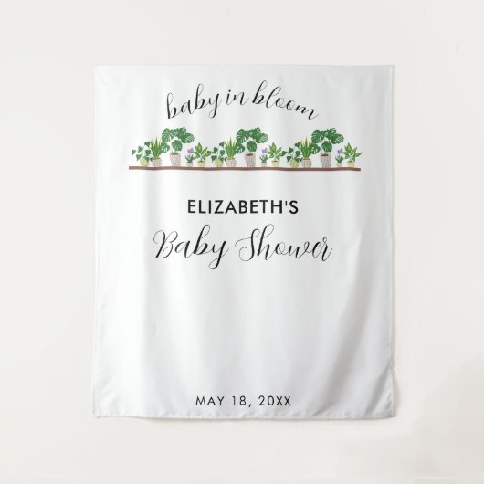 Baby in Bloom Shower Groene Botanische Elementen Wandkleed (Voorkant)