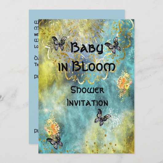 Baby in Bloom Shower Invitation (Voorkant / Achterkant)