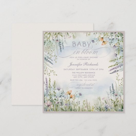 Baby in Bloom Shower Kaart (Voorkant / Achterkant)