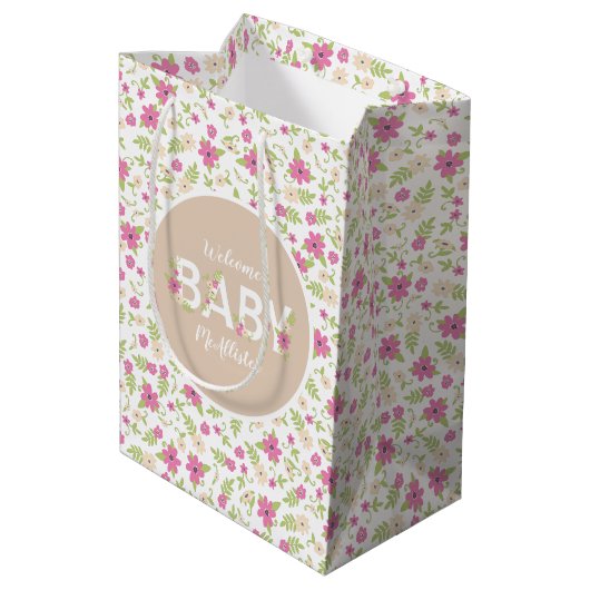 Baby in Bloom Shower Medium Cadeauzakje (Achterkant Gekanteld)