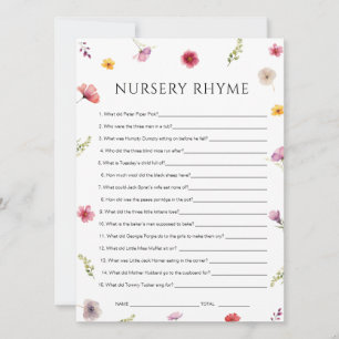 Baby in Bloom Shower Nursery Rhyme Game Kaart