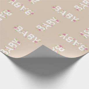 Baby in Bloom Shower Pink  Flowers Girl Cadeaupapier