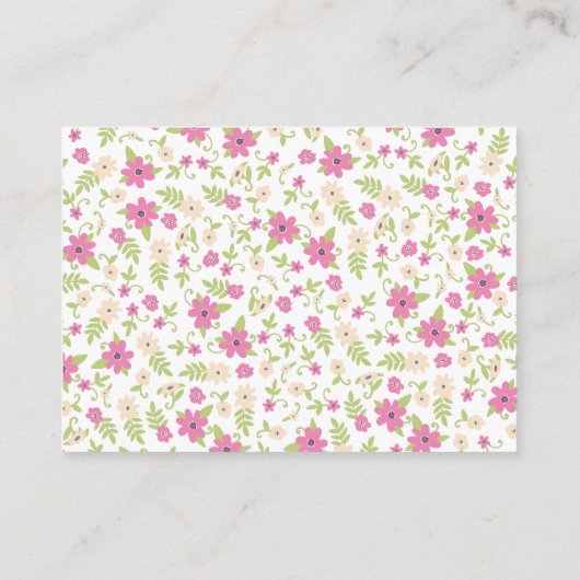 Baby in Bloom Shower Pink Flowers Girl Informatiekaartje (Achterkant)