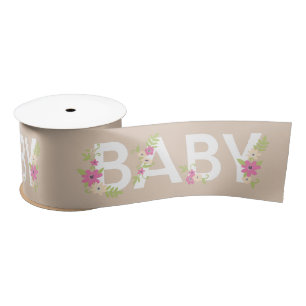 Baby in Bloom Shower Pink  Flowers Girl Satijnen Lint