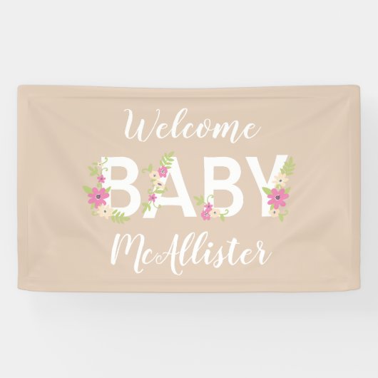 Baby in Bloom Shower Pink Flowers Girl Spandoek (Horizontaal)