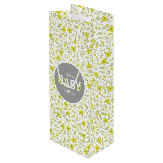 Baby in Bloom Shower Wijn Cadeautas (Achterkant Gekanteld)