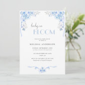 Baby in Bloom Silverblue Floral Baby shower Kaart (Staand voorkant)