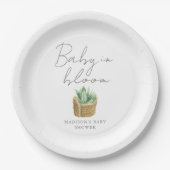 Baby in Bloom Simple Succulent Baby shower Papieren Bordje (Voorkant)