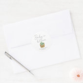Baby in Bloom Simple Succulent Baby shower Ronde Sticker (Envelop)