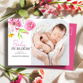 Baby in Bloom Sip and See Invitation Feestdagenkaart