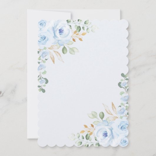 Baby in Bloom Soft Blue Gold Floral Boy Shower Kaart (Achterkant)