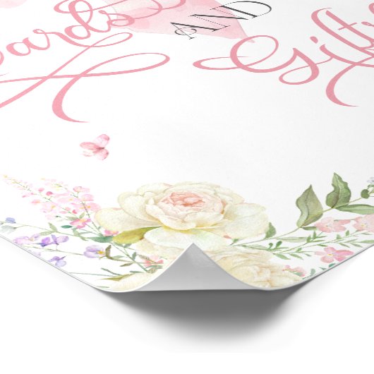 Baby in Bloom Soft Pink Bow Kaarten en geschenken Poster (Hoek)