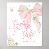 Baby in Bloom Soft Pink Bow Kaarten en geschenken Poster (Voorkant)