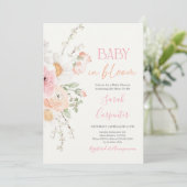 Baby in Bloom Spring Baby shower Meisje Uitnodigin Kaart (Staand voorkant)