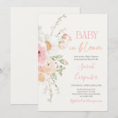 Baby in Bloom Spring Baby shower Meisje Uitnodigin Kaart (Voorkant / Achterkant)