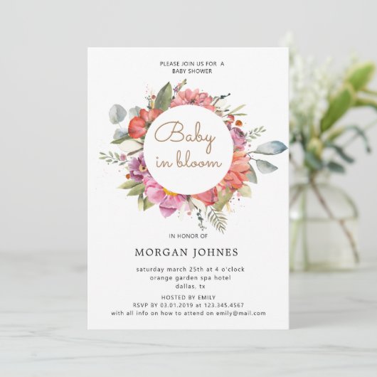 baby in bloom Spring blossom Baby shower nodigen (Staand voorkant)