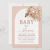 Baby In Bloom Spring bruin bloemig Baby shower Kaart (Voorkant)