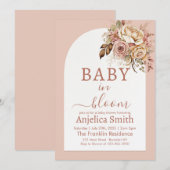 Baby In Bloom Spring bruin bloemig Baby shower Kaart (Voorkant / Achterkant)