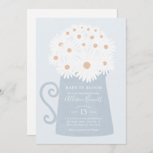 Baby in Bloom Spring Daisy Baby shower Kaart (Voorkant / Achterkant)