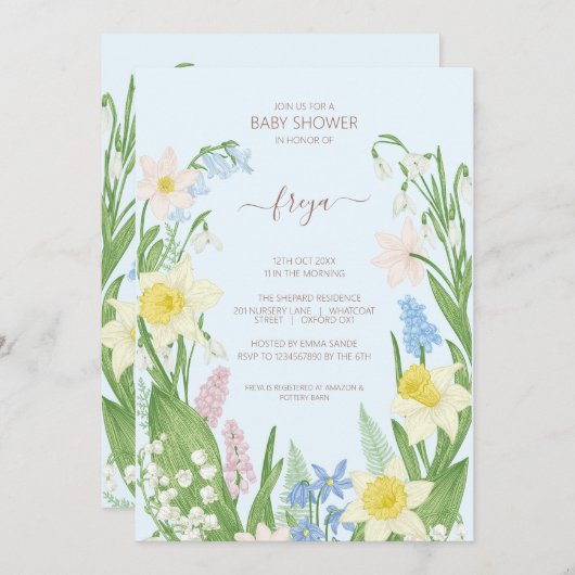 Baby in Bloom Spring Easter Baby shower Kaart (Voorkant / Achterkant)