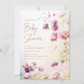 Baby in Bloom Spring Floral Baby shower Invitation Kaart (Voorkant)