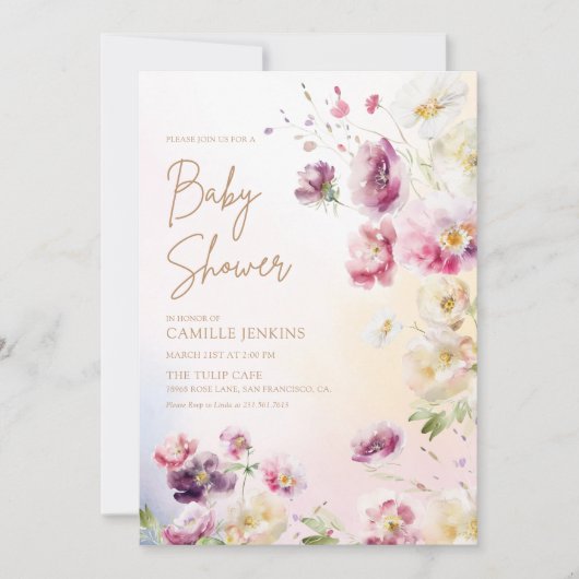 Baby in Bloom Spring Floral Baby shower Invitation Kaart (Voorkant)