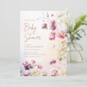 Baby in Bloom Spring Floral Baby shower Invitation Kaart (Staand voorkant)