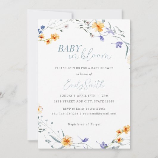 Baby in Bloom Spring Floral Baby shower Kaart (Voorkant)