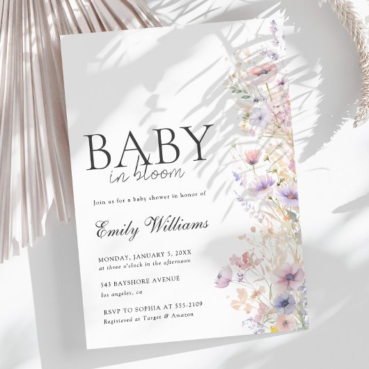 Baby in Bloom Spring Flower Baby shower Uitnodigin Kaart