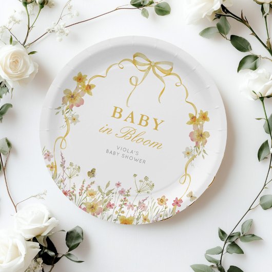 Baby in Bloom Spring geel wildflower baby shower Papieren Bordje