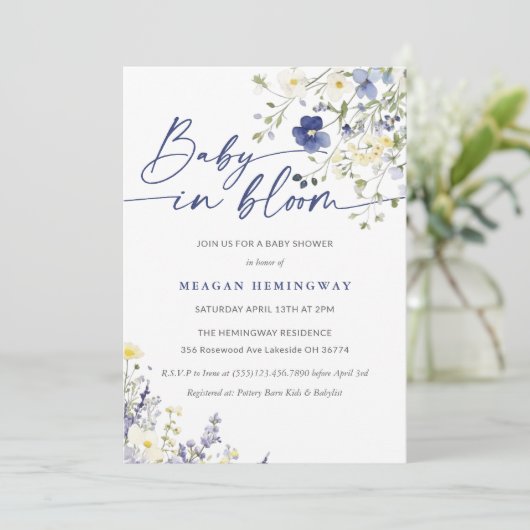 Baby in Bloom Spring Violet Wildflower Baby shower Kaart (Staand voorkant)