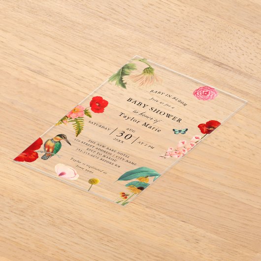 Baby in Bloom | Spring Wildflower Baby shower Acryl Uitnodigingen (Laagn)