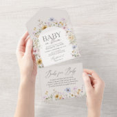 Baby in Bloom Spring Wildflower Baby shower All In One Uitnodiging (Afscheurbaar)