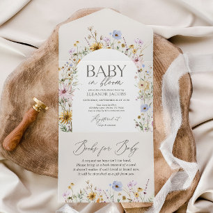 Baby in Bloom Spring Wildflower Baby shower All In One Uitnodiging