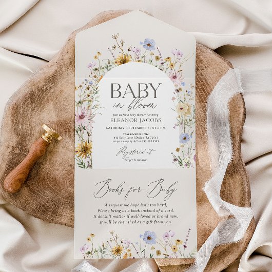 Baby in Bloom Spring Wildflower Baby shower All In One Uitnodiging